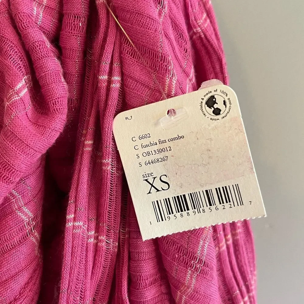 Free People Snowbunny Off the Shoulder Long Sleeve Top in Fuschia Fizz Combo XS